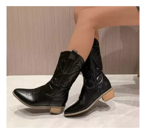 Botas De Tacón Bajo Para Mujer