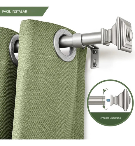 kit Varão Cortina de 0.8 a 3.7M Suporte para Cortina Varão Ajustável Extensível Kit Varão P/ Cortina Simples Cor Prateado Cortina Completo Kit Completo De Varão Sala F