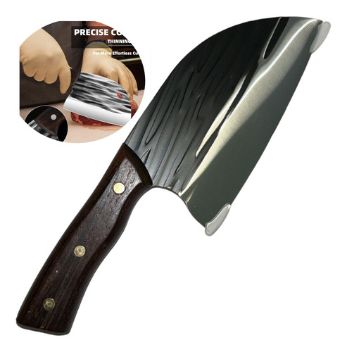 Hacha Cocina Mango Madera Cuchillo Acero Premium Profesional