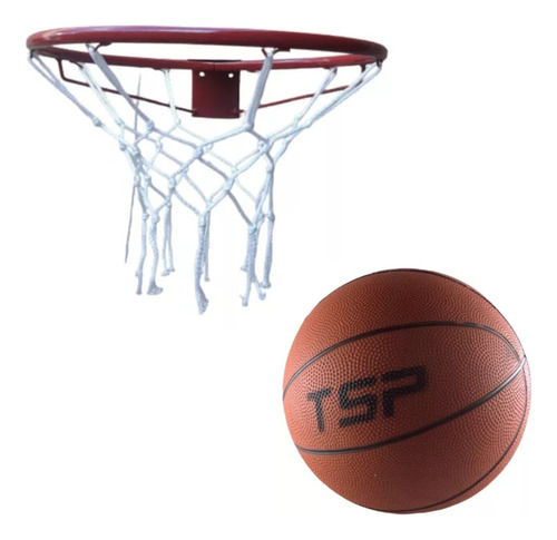 Combo Aro Basquet N°7 Hueco Y Red + Pelota Tsp N°7 Pesada