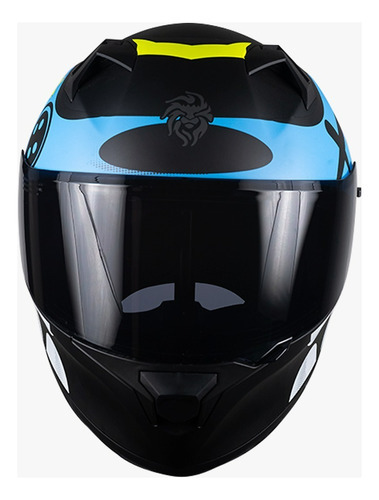 Casco Kov Pixel Crazy Cartoon Azul Cerrado Para Moto Tamaño Del Casco Xl (61-62cm)