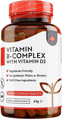 Vitamina B Complex Con Vitamina D - 365 Comprimidos Vegan Eu