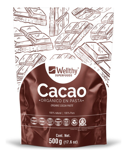 Cacao Organico En Polvo 500g Wellthy Superfoods