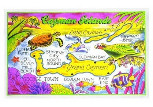 Cayman Islands Map Cotton Tea Kitchen Towel 19  X 30 