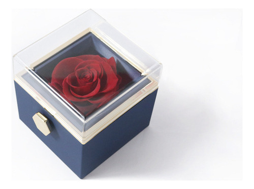 Caja De Anillo De Compromiso De Terciopelo Con Flor Rosa 3d