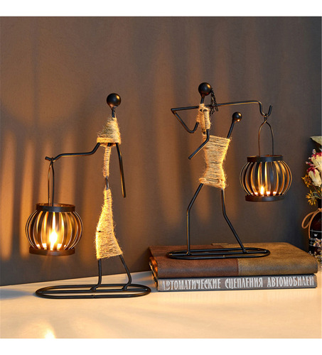 Z Portavelas De Inspiración Africana Con Figura Artística