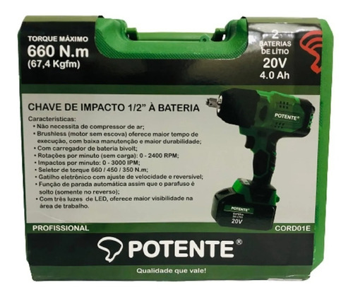 Imagem 8 de 9 de Chave De Impacto A Bateria 20v 4ah Potente Brasil 660nm 220v