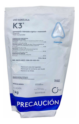 K 3  Fungicida Cymoxanil + Hidroxido Cuprico + Mancozeb 1 Kg