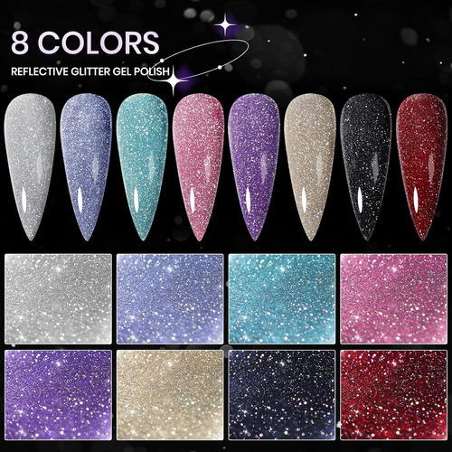 Juego De Esmalte De Gel Reflectante, Esmalte De Uñas De Gel
