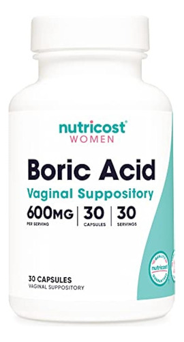 Acido Borico Nutricost 600 Mg, 30 Capsulas - Supositorio V