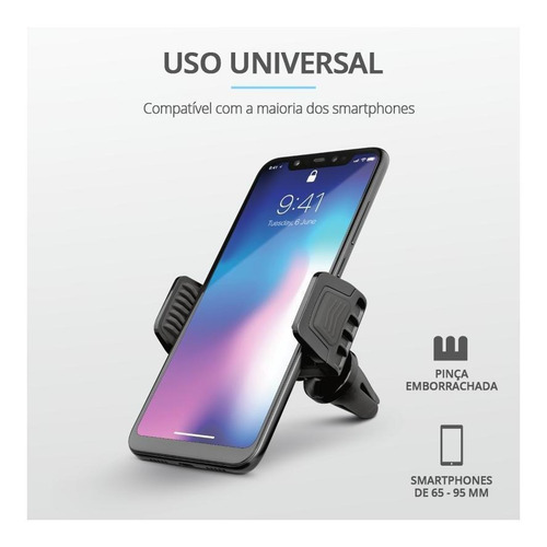 Imagem 2 de 9 de Suporte Automotivo Universal Para Smartphones Runo Trust