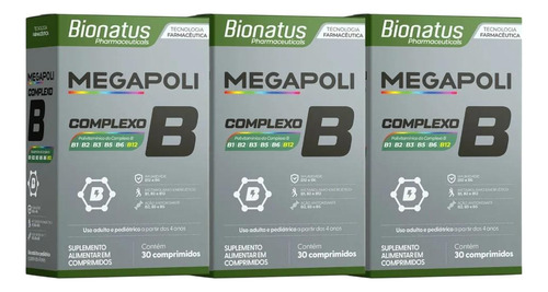 Kit Megapoli Complexo B Com 3 Caixas De 30 Comprimidos Cada