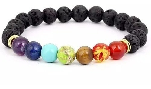 Pulsera 7 Chakras  Lava Volcanica Oferta Remate Promocion