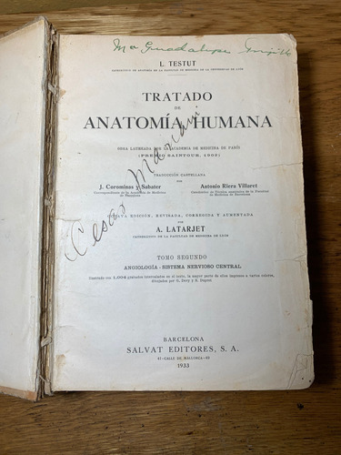 Tratando De Anatomía Humana, Segundo Tomo. 1933 (Usado)