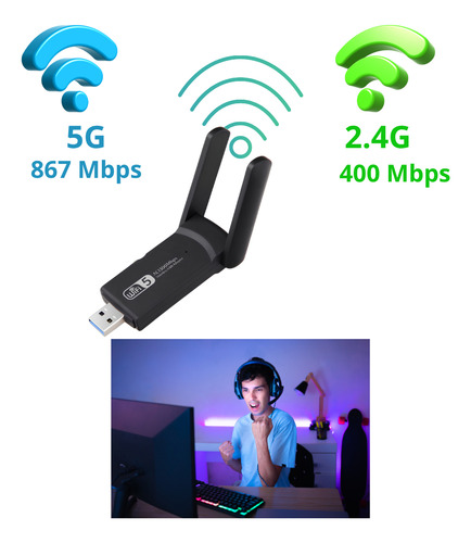 Placa Usb Wifi Adaptador Bluetooth Dual Band 2.4/5ghz Pc