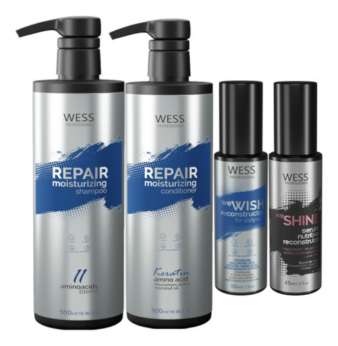 Kit Wess Repair Sh 500ml+cond 500ml+wewish 50ml+weshine 45ml