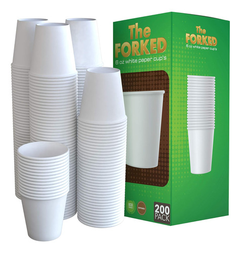 The Forked, Paquete De 200 Vasos De Papel Desechables Blanco