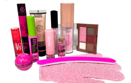 Combo De Maquillaje Tejar 12 Productos Total Pink