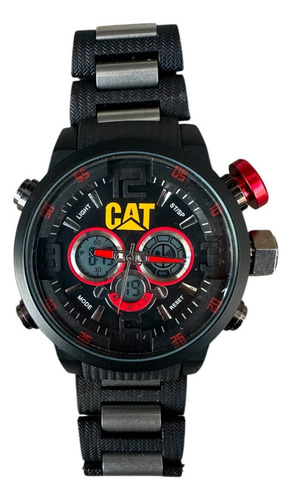 Reloj P Caballero Cat Casual Análogo/digital Estuche Gratis Negro Rojo