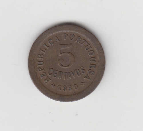 Moneda Cabo Verde 5 Centavos Año 1930 Excelente