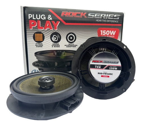 Bocinas 6.5 Pulgadas Rock Series Vw Plug & Play Rks-vw165c Color Negro
