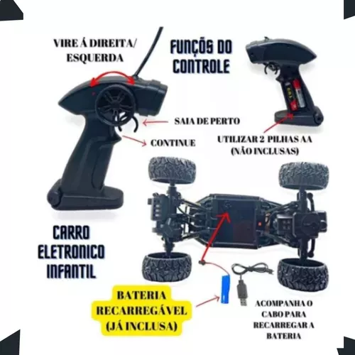 CARRO DE CONTROLE REMOTO 4X4 BAT. RECARREGÁVEL 28CM - GS Store