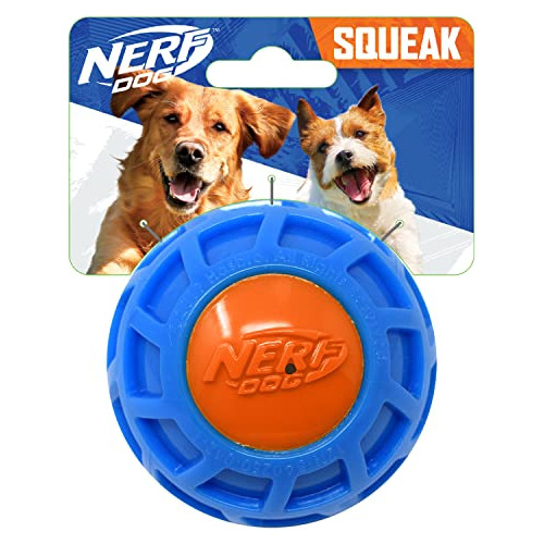 Nerf Dog 3in Tpr Exo Squeak Ball - Azul/naranja