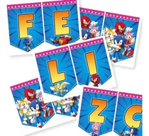 Comprar Banderines Imprimibles Feliz Cumple Sonic