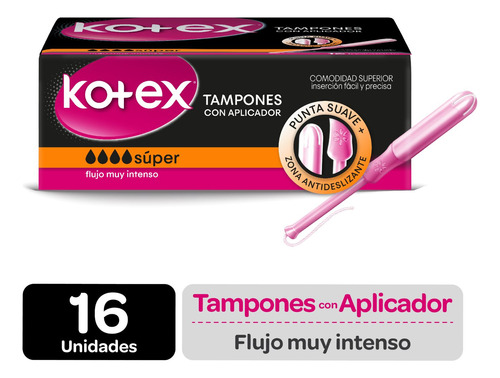 Tampón Kotex Con Aplicador Super 16 Un