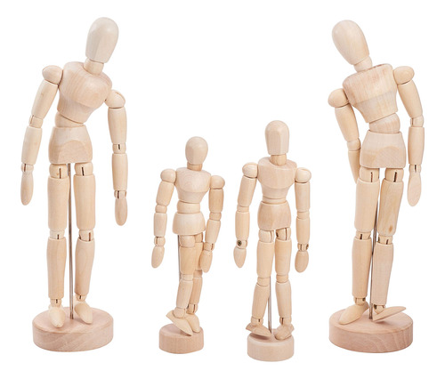 Maniquí De Madera Artista 4 Figuras Modelo Muñeca Para Bocet