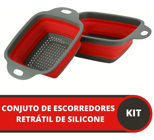 Imagem 1 de 4 de Kit 2 Escorredores De Macarrão, Salada E Alimentos Retrátil