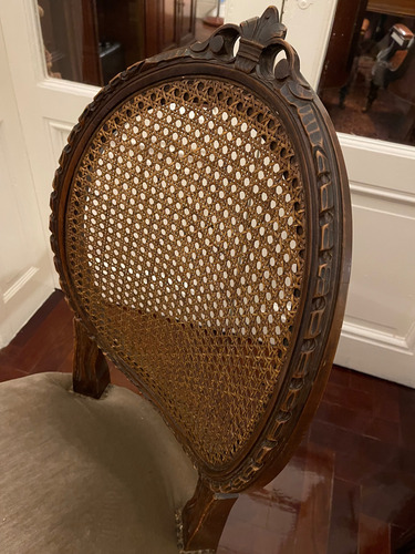 Silla Luis Xv Medallón Esterilla Marrón Beige (Usado)