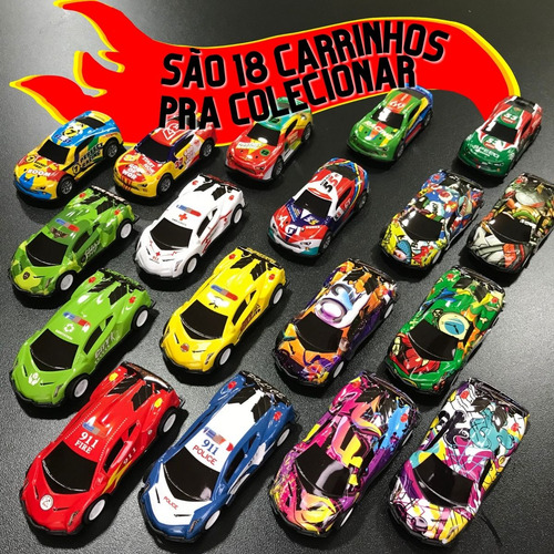 Kit De 6 Carrinhos Liga Leve Movidos A Fricção Com 3 Temas
