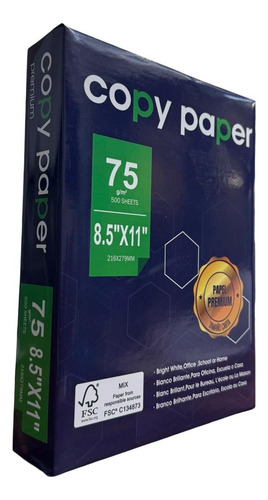 Papel Carta Resma Copy Paper Multifuncion 500 Hj 75gr Blanco