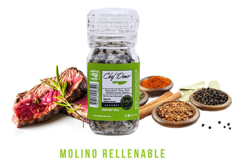 Sal Ahumada Mar Especias Sazonador Molinito Rellenable 120g