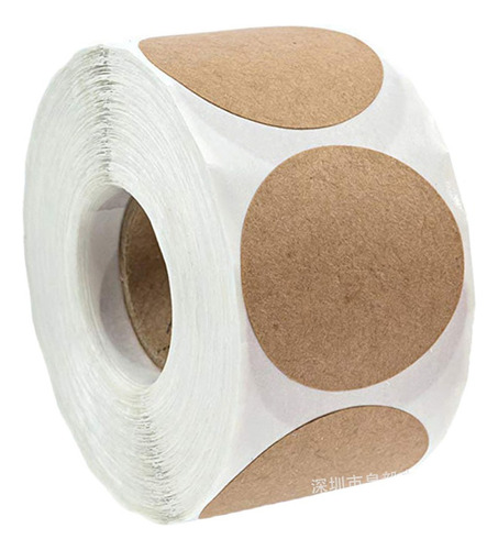 2 Roll Of 500pcs Round Kraft Stickers In