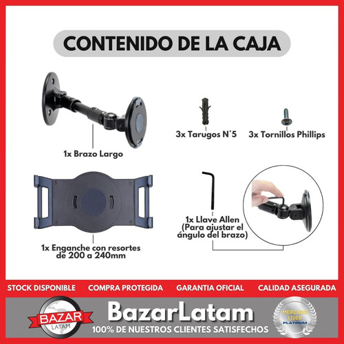 Imagen 7 de 10 de Soporte Tablet Pared Escritorio Brazo Regulable