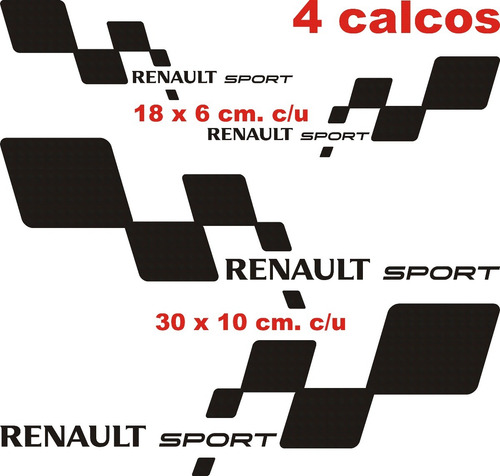 Imagen 2 de 3 de Kit Renault Sport Chico Incluye 4 Calcos Graficastuning