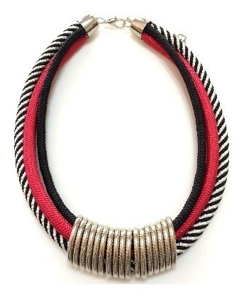 Colar De Corda Elos Vermelho