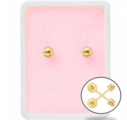 Broquel Dormilona 7mm Bola Arete Oro Rosa 14k