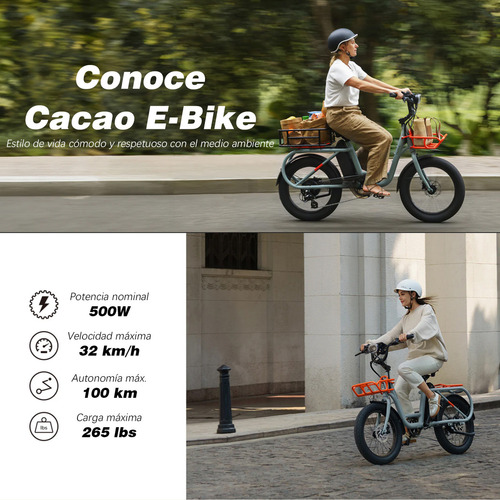 Yadea Cocoa Bicicleta Eléctrica Motor 32km/h 15ah 48v Verde Azulado