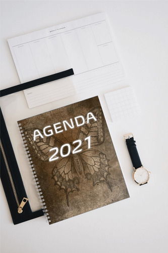 Imagem 3 de 5 de Agenda 2021 Vintage Borboleta