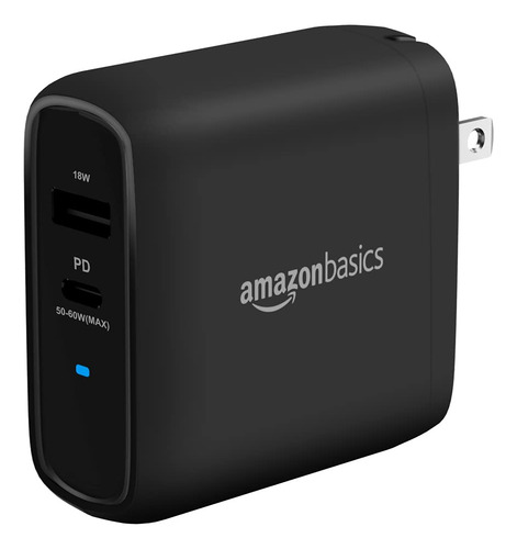Cargador De Pared Gan 68w Amazon Basics Usb-c Y Usb-a