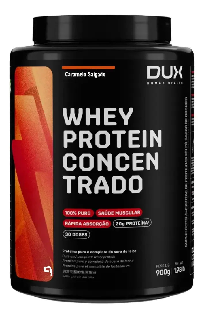 Whey Protein Concentrado Pote 900g Dux Nutrition Sabores Sabor Caramelo Salgado