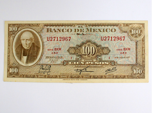 Billete 100 Pesos Familia Aa 1973 Sin Circular M. Hidalgo