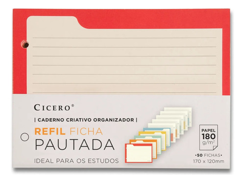 Ficha Pautada Cicero Caderno Reposicionável Offset - 50 Flhs