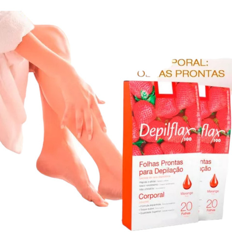 Kit 10 Folhas Prontas Corporais Depilflax Morango 200un