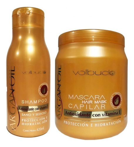 Shampoo Mascara Capilar Argan Oil Volbucle Kit Hidratacion