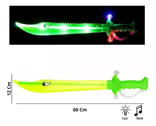 Espada tubarão com luzes e som infantil brinquedo(VERDE)