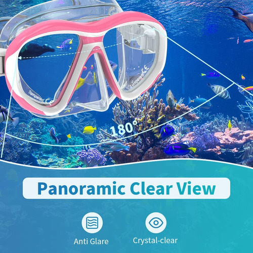 Snorkel Mask, Dry Snorkel Set For Adults, Panoramic Wide Vie